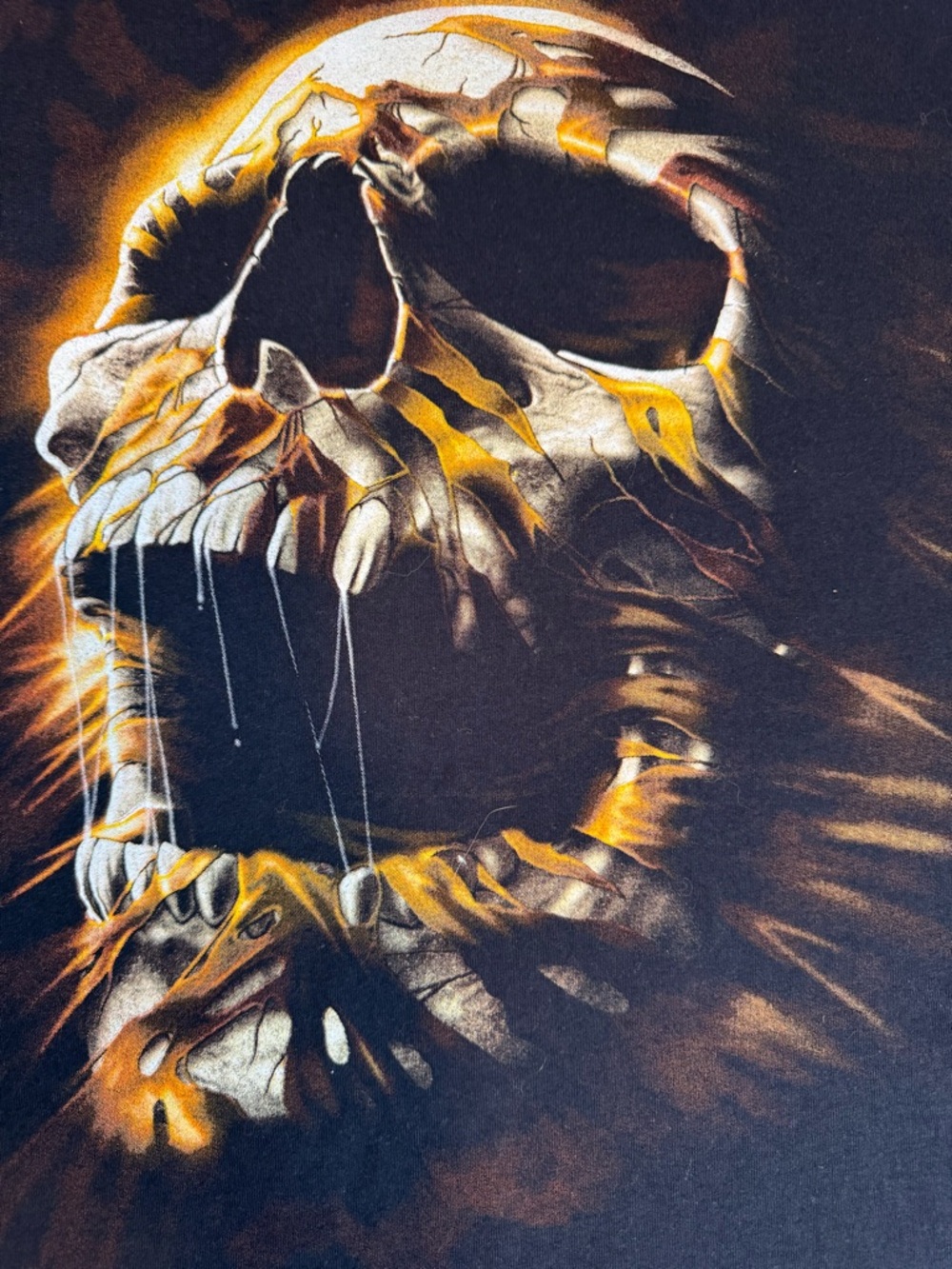 Black T-Shirt with Yellow and White Skull graphic tee-size 3XL(26x31)